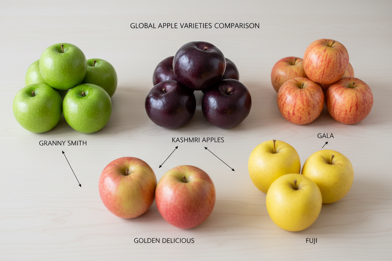 Comparing Kashmiri Apples to Other Apple Varieties